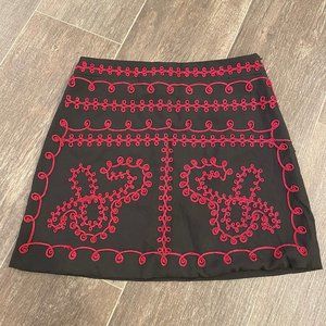 Millau Embroidered Black and Red Skirt